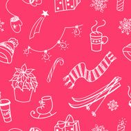 Winter doodles seamless pattern