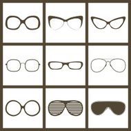 Vector hand drawn glasses frame set Retro vintage icons