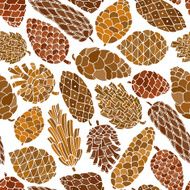 Pine cones seamless pattern