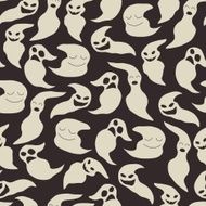 Seamless pattern with cute cartoon ghosts N2