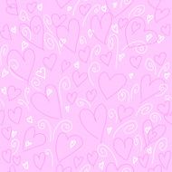 Valentine&#039;s day love pink doodles seamless pattern with hearts