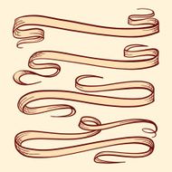 Vector set of vintage doodle scrolls and ribbons