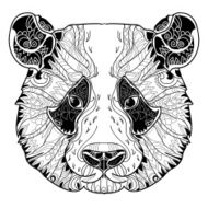 Panda head doodle on white background