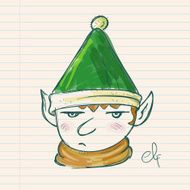 Christmas Elf Hand Drawing on Paper