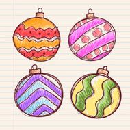 Hand Drawing of Christmasl Ball Decoration on Paper