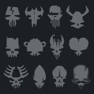 set of scary monsters skull characters