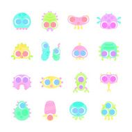 set of simple minimal flat monster characters