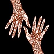 Mehendi Hands On Black Background