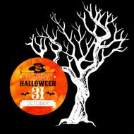 Halloween background Typographic poster Hand drawn sketch and N6