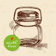 Rustic mason canning jar Vintage hand drawn sketch design Vect