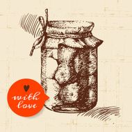 Rustic mason canning jar Vintage hand drawn sketch design Vect N2