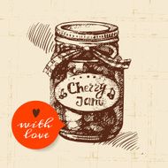 Rustic mason canning jar Vintage hand drawn sketch design Vect N4