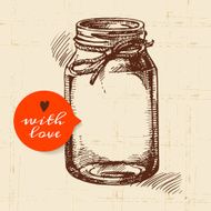 Rustic mason canning jar Vintage hand drawn sketch design Vect N6