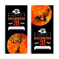 Set of Halloween banners Typographic poster Hand drawn sketch