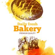 Bakery watercolor and sketch background Vintage hand drawn illu N2