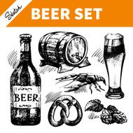 Sketch Oktoberfest set of beer Hand drawn illustrations