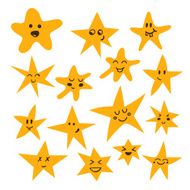 Set of hand drawn cute and funny stars Cartoon style N2