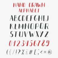 Hand drawn alphabet and numbers Vector ABC letters