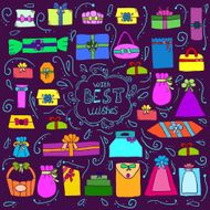 greeting card with doodle gift box