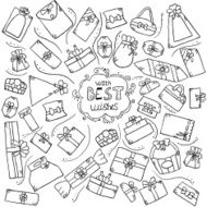 greeting card with doodle gift box N2
