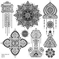 Set of Aztec tribal elements and symbols