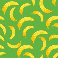 Banana seamless pattern on green background Tropical fruits wallpaper