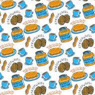 Hand drawn peanut butter seamless pattern Vector background