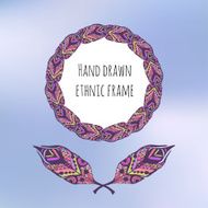 Colorful ethnic frame with feathers in zentangle style Hand drawn