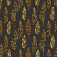 Feathers seamless pattern in ethnic style Hand drawn