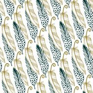 Vintage gold feathers seamless background