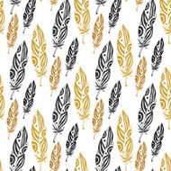 Cute seamless pattern with feathers on white background Vintage