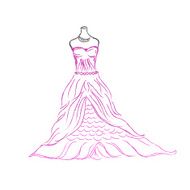 pink dress sketch vector illustration on white background