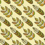 Ethnic seamless pattern with ornamental colorful stylized leaves