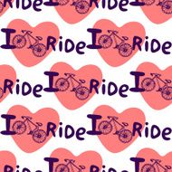 Creative hand drawn seamless pattern with bikes hearts