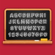 Hand Drawn Chalked 3D Letters and Numbers on Blackboard