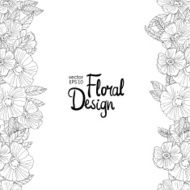 Floral border made with sketchy flowers N4