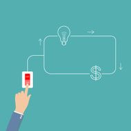 hand turn on an idea and comes profit dollars N2
