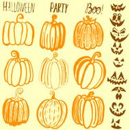 Doodle hand drawn Halloween pumpkin seamless pattern