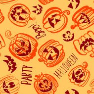 Doodle hand drawn Halloween pumpkin seamless pattern N3