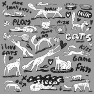 cats - doodles set