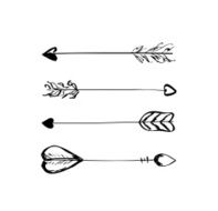 Hand-drawn vector arrows with feathers N3