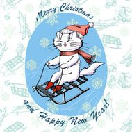 Cute cat winter card N2