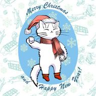 Cute cat winter card N4