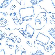 vector seamless pattern of hand drawn doodles electronic gadgets N2