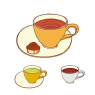 Tea cup with candy at saucer colored set N2