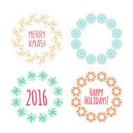 Christmas wreath drawn Vector set N6