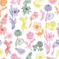Seamless pattern with flowers Wildflowers Vintage floral wallpaper