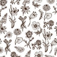 Seamless pattern with flowers Wildflowers Vintage floral wallpaper N2
