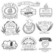 Vintage Bakery Labels Outline hand sketched