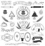 Vintage Bakery Labels element set Hand sketched Outline